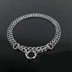 Double-Row Metal Training Chain Collar — Strong & Stylish Control