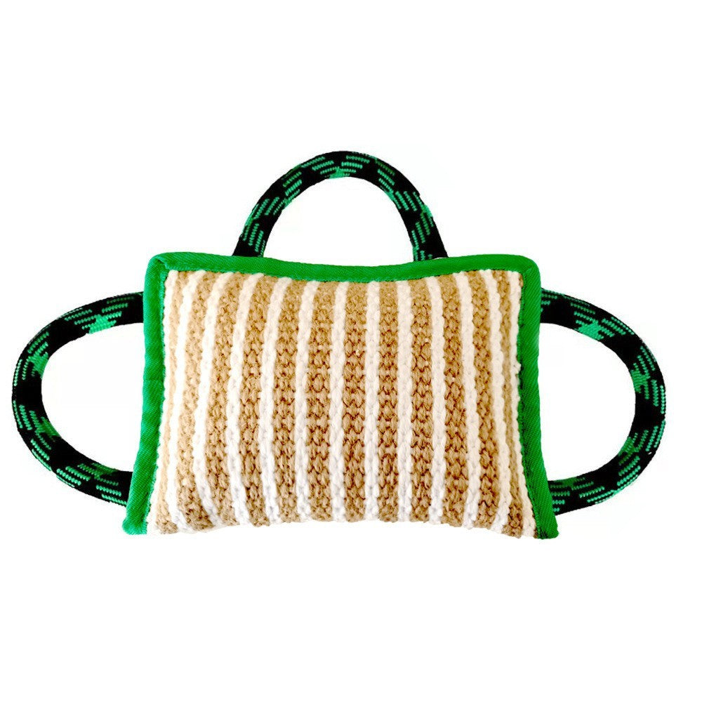 Jute Tug-of-War Pillow Toy – 3-Handle Interactive Pull for Medium & Large Dogs