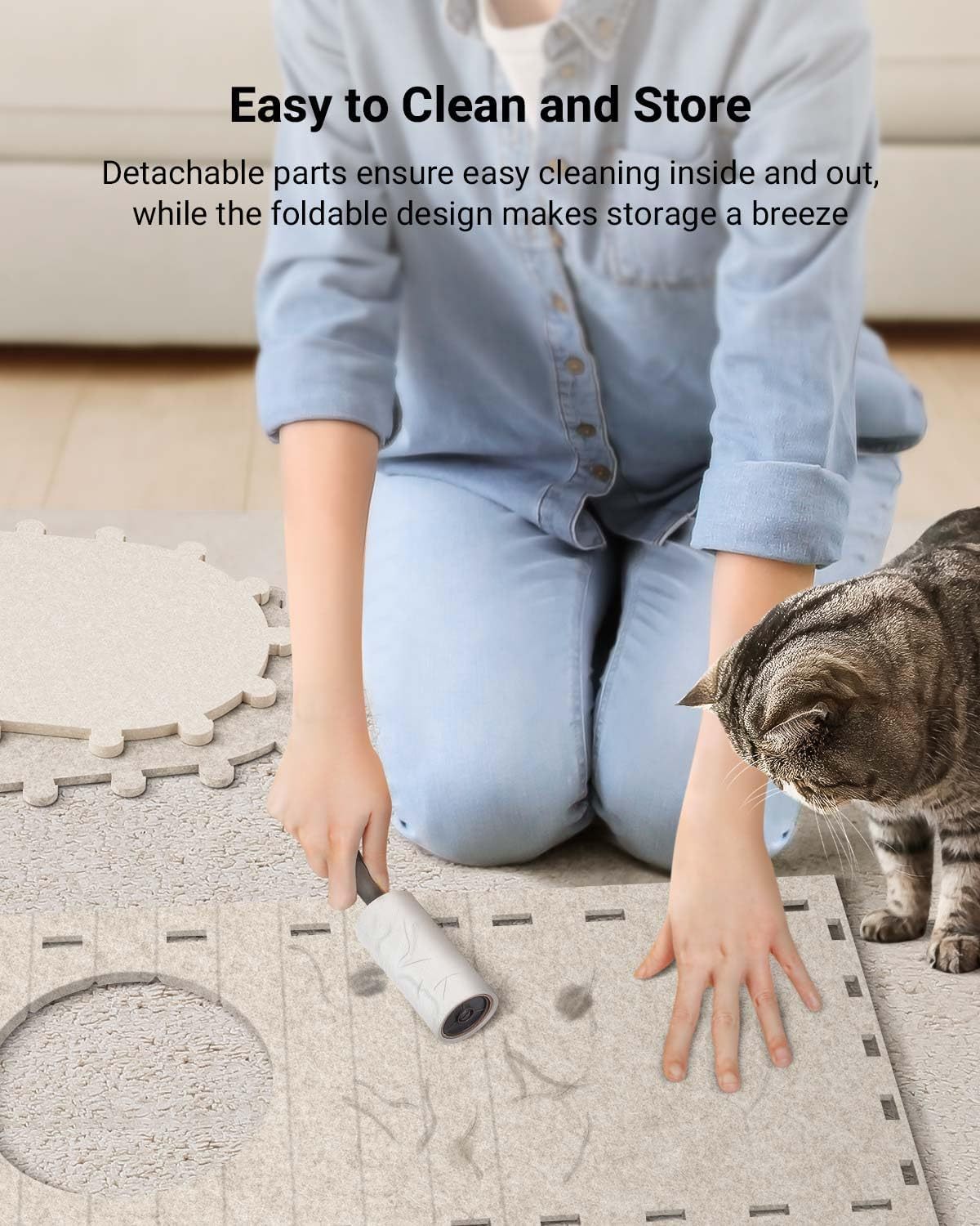 Foldable Enclosed Cat House Bed Cave – Scratch-Resistant Indoor Cat Tunnel