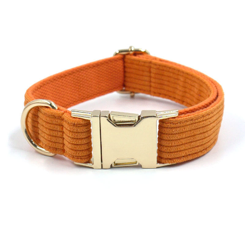 Cozy Corduroy Striped Collar – Thick Metal Buckle for Comfort & Style