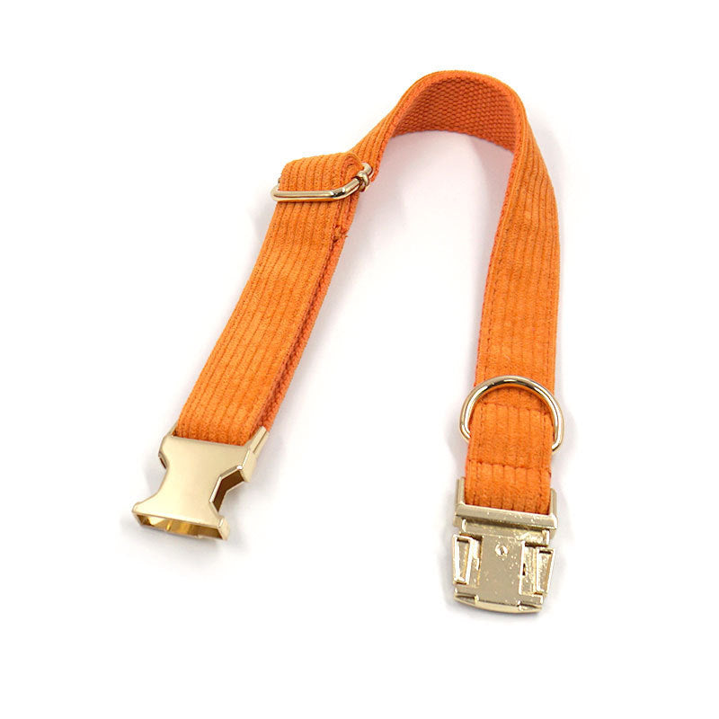 Cozy Corduroy Striped Collar – Thick Metal Buckle for Comfort & Style
