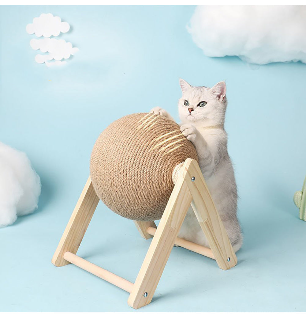 Professional Vertical Cat Toy Sisal Cat Catching Ball – Eco-Friendly Wooden Frame