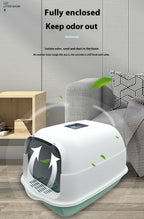 Fully Enclosed Cat Litter Box – Anti-Splash, Easy Clean, Spacious Design