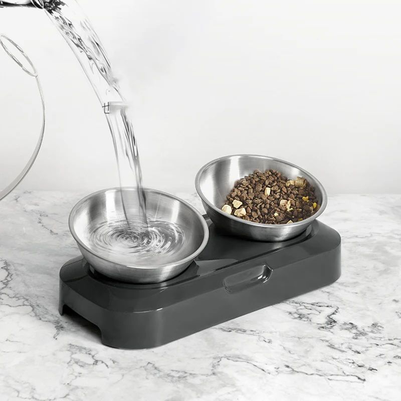 Stainless Steel Double Feeding Bowl with Stand – Easy-Clean Pet Feeder