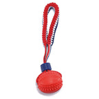 Rope-Handle Rubber Ball Toy – Durable Fetch & Tug for Small & Medium Dogs