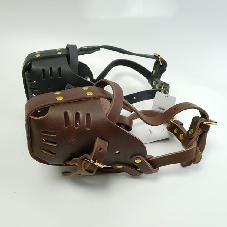 Cowhide Leather Basket Muzzle – Durable Protection for Medium & Large Dogs