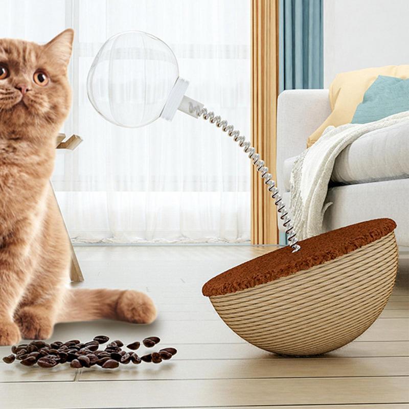 Auto-Balancing Cat Food Toy – Interactive Spring Toy with Feather & Ball