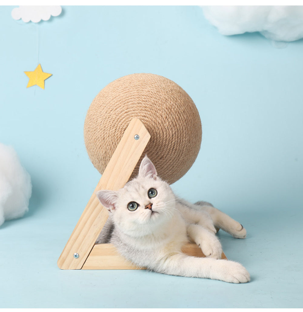 Professional Vertical Cat Toy Sisal Cat Catching Ball – Eco-Friendly Wooden Frame