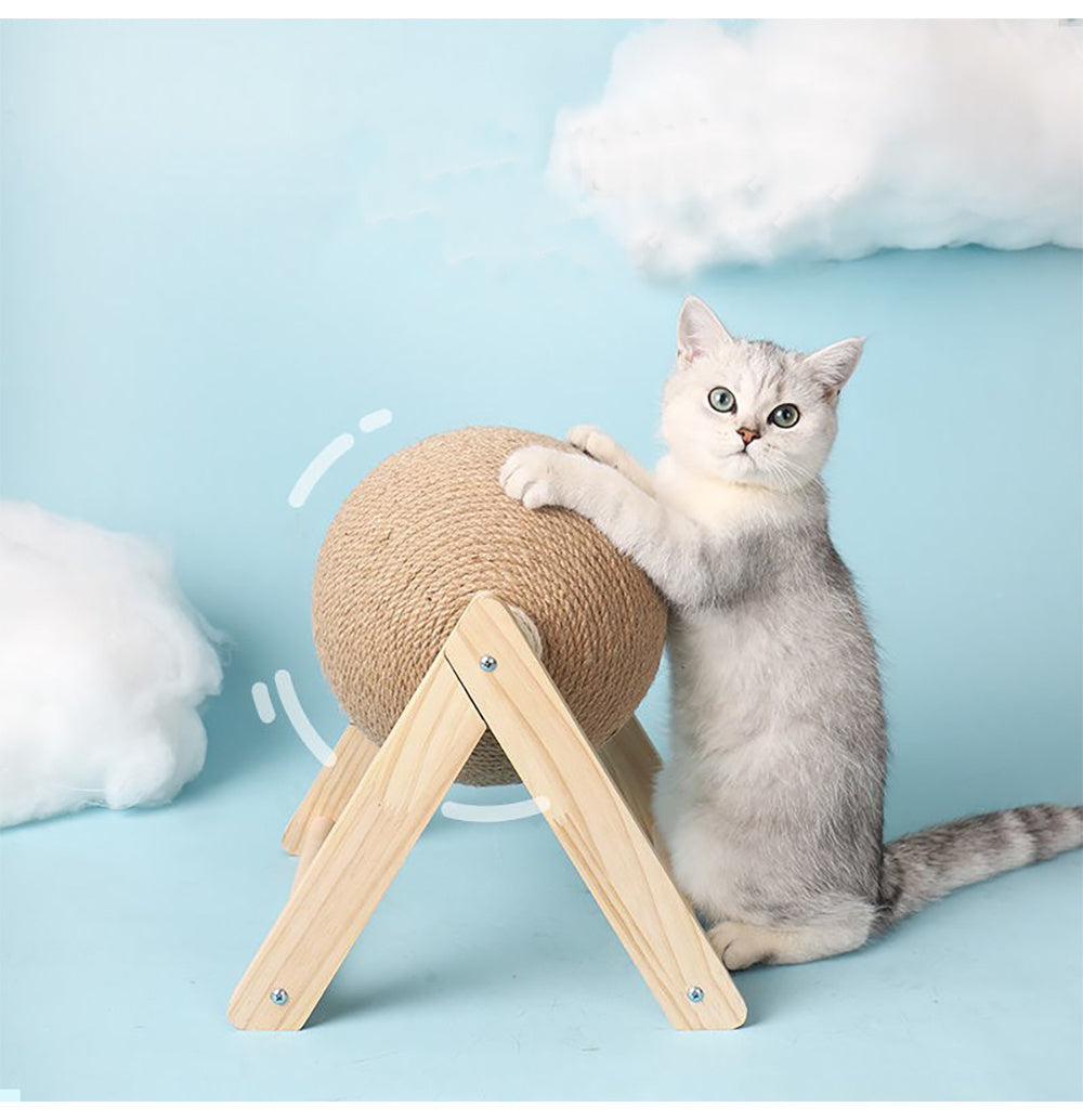 Professional Vertical Cat Toy Sisal Cat Catching Ball – Eco-Friendly Wooden Frame