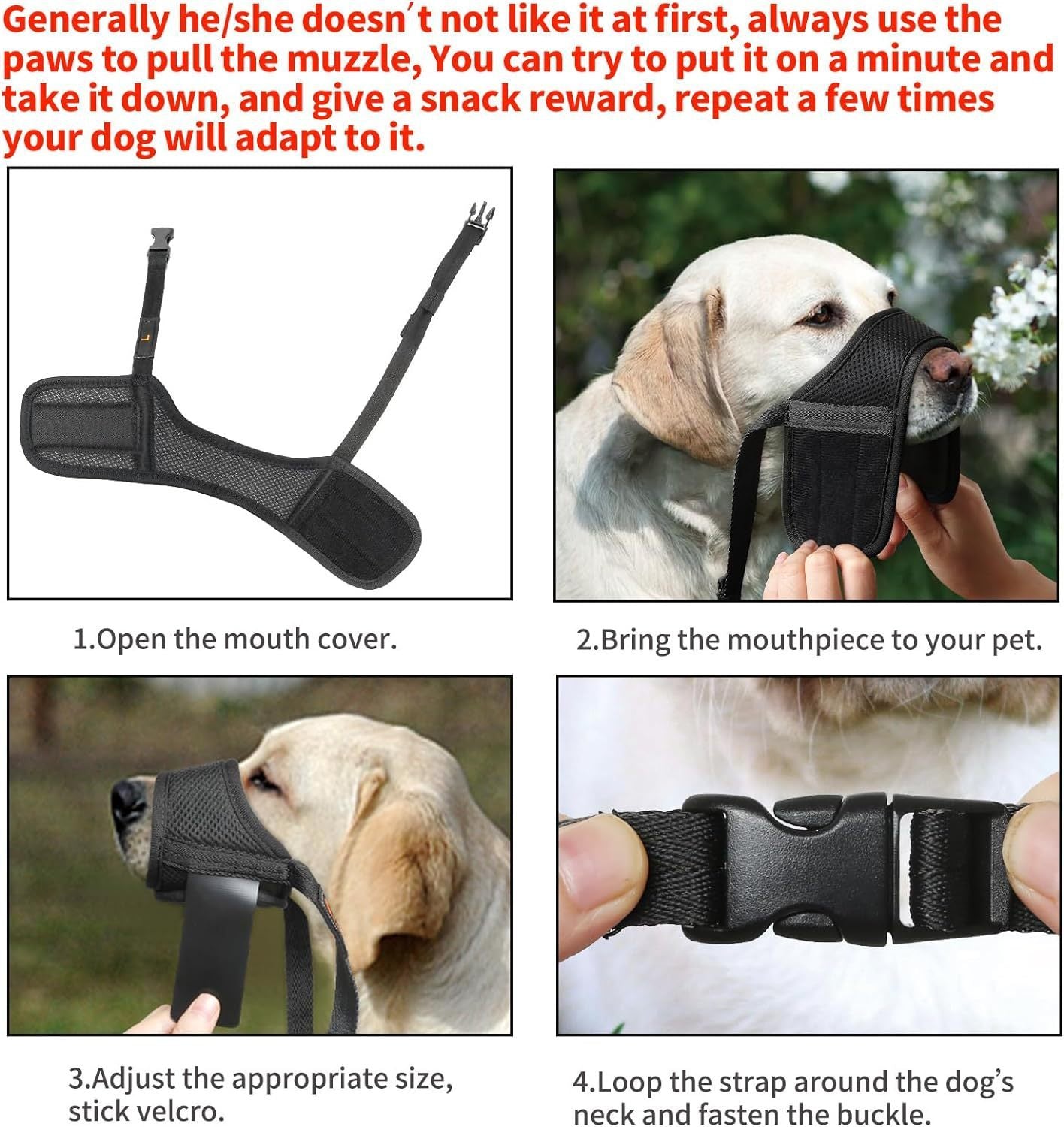 Mesh Front-Opening Dog Muzzle – Comfortable Anti-Bite & Pant-Friendly Design