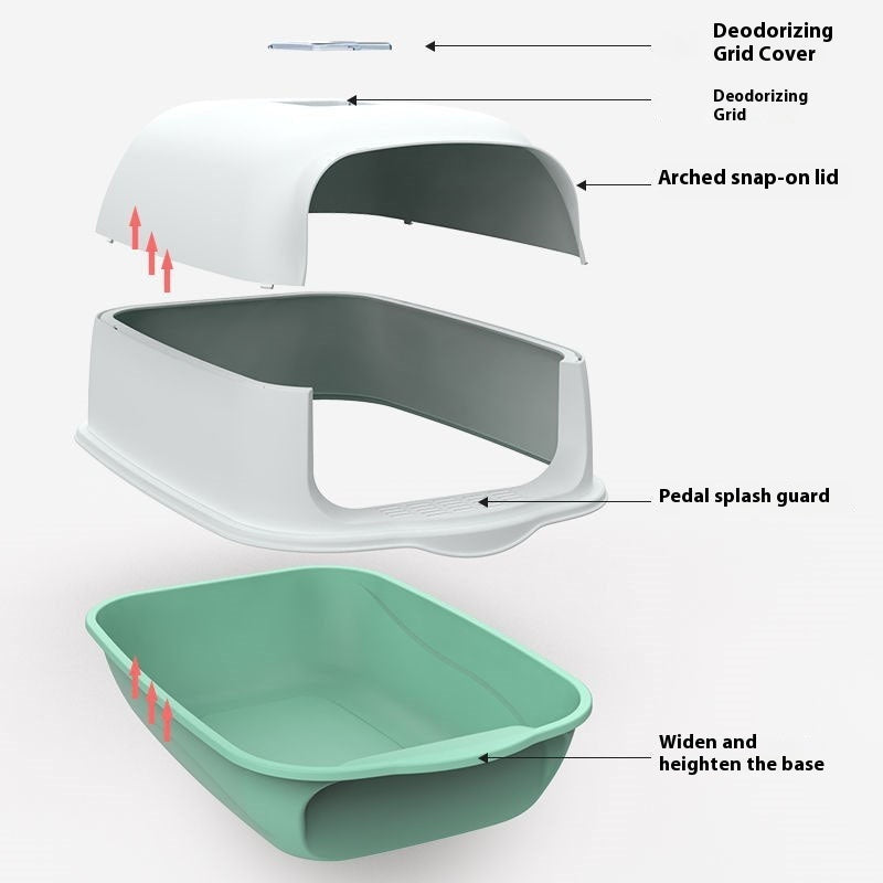 Fully Enclosed Cat Litter Box – Anti-Splash, Easy Clean, Spacious Design