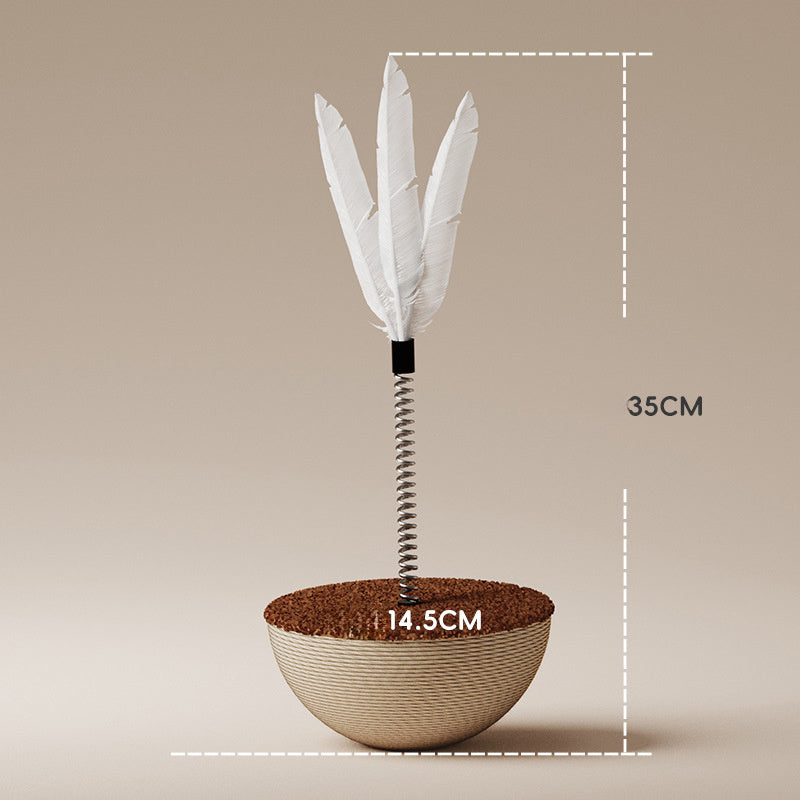Auto-Balancing Cat Food Toy – Interactive Spring Toy with Feather & Ball