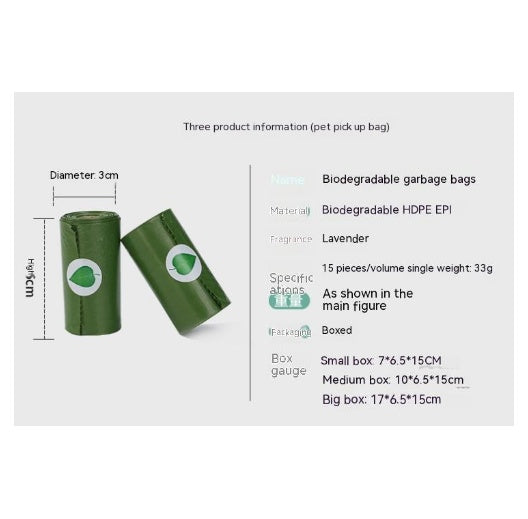 Fragrance Degradable Pet Garbage Bags with Dispenser | Eco-Friendly Poop Bags for Dogs and Cats