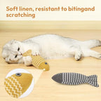3-Piece Catnip Fish Kicker Toy Set – Crinkle Sound, Soft Linen