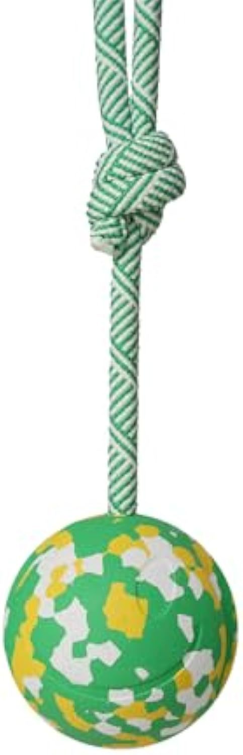 Rubber Ball & Rope Interactive Dog Toy – Fetch • Tug • Chew Fun