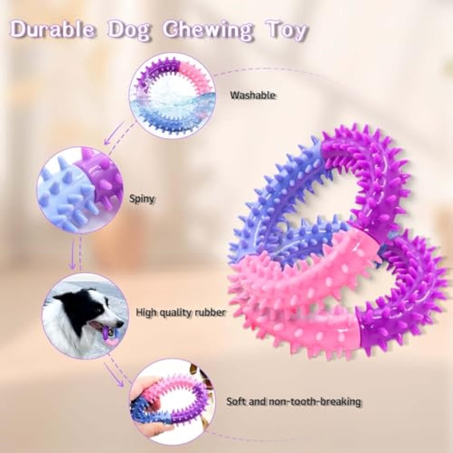 Durable Rubber Ring Chew Toy – Teething Fun for Every Size Pup