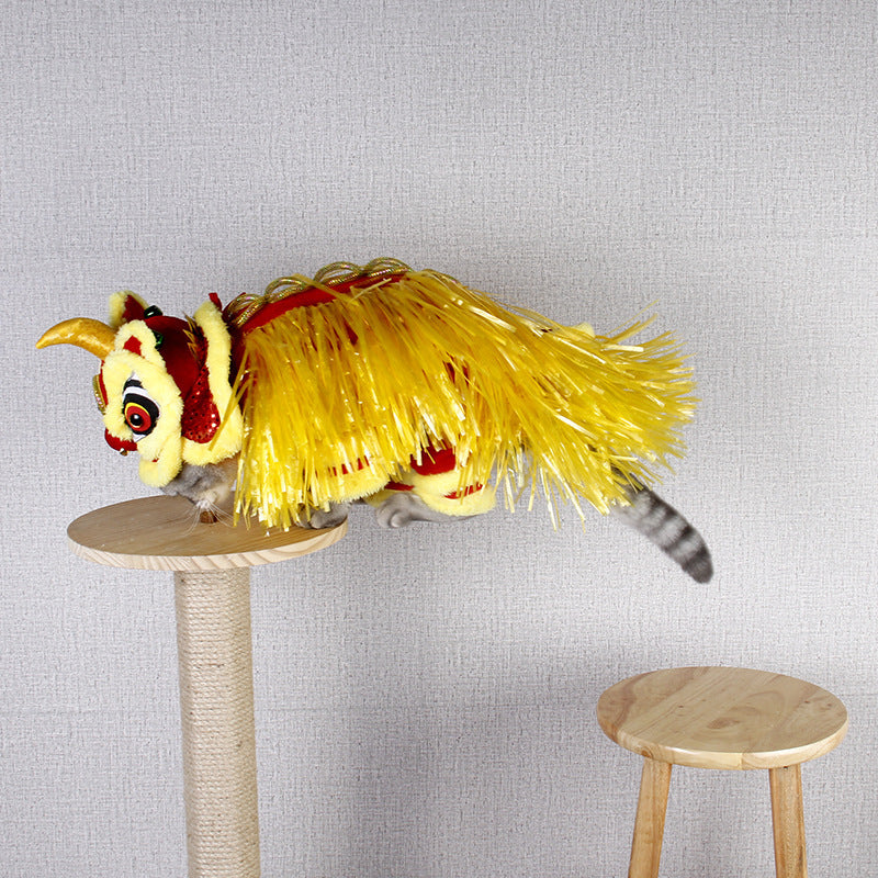 Jizai Little Lion Pet Costume | Chinese Style Lion Dance Outfit for Dogs and Cats