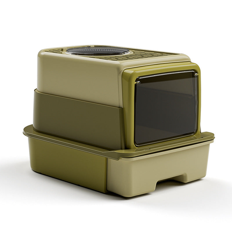 Foldable Closed Cat Litter Box – Large Plastic Design with Deodorizing Feature