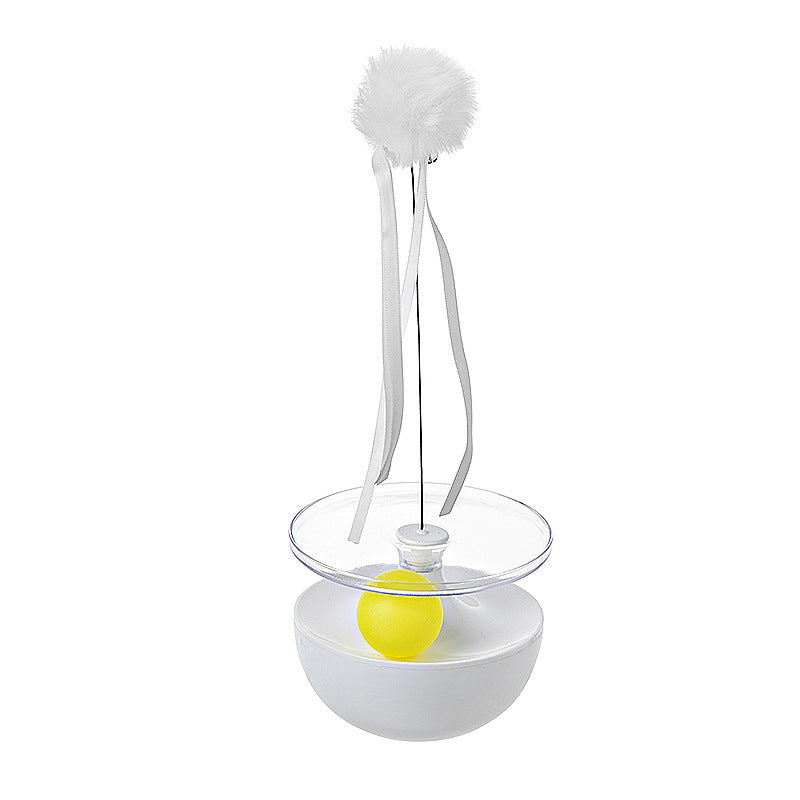 Self-Congratulating Funny Stick Tumbler Cat Toy – Interactive Wobble Ball with Feather,