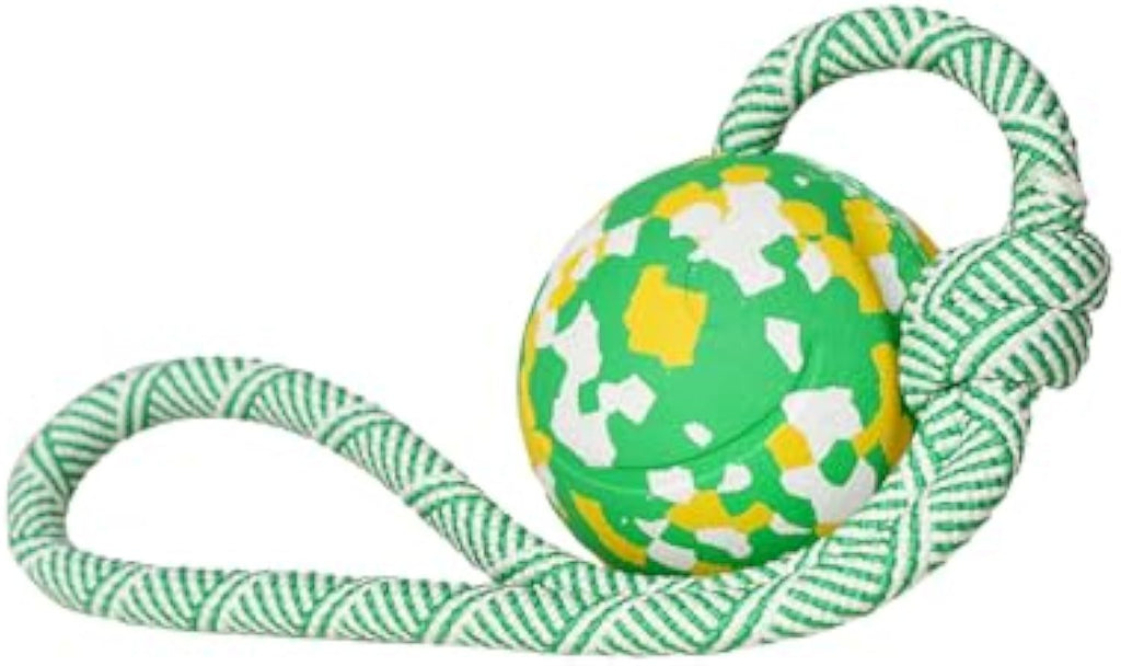 Rubber Ball & Rope Interactive Dog Toy – Fetch • Tug • Chew Fun