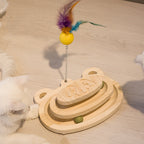 Interactive Cat Scratcher Maze Ball Toy – Wooden Turntable with Mint-Scented Balls