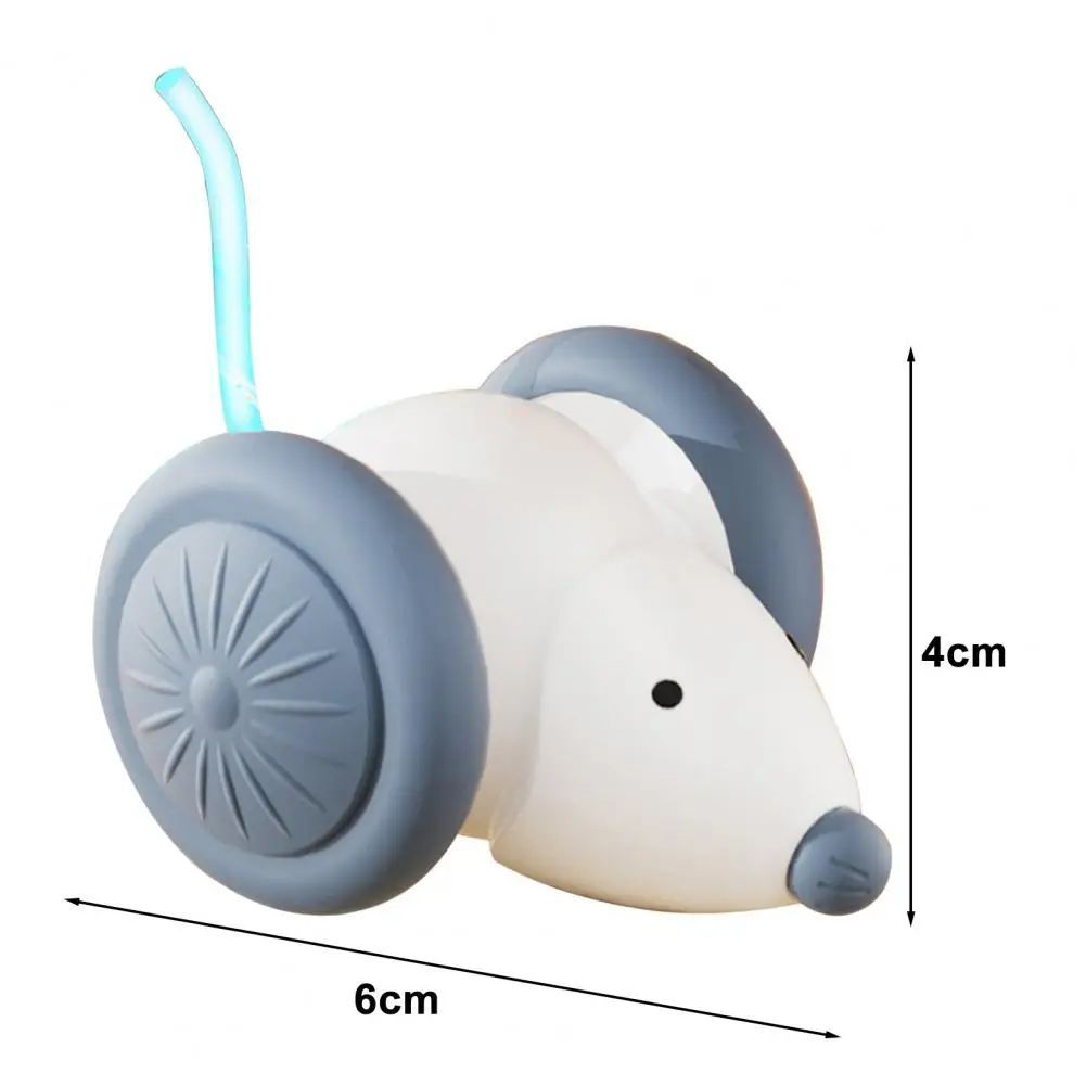 Electric Mouse Cat Toy – Automatic Teasing Stick with Rotating Tail & LED Feather, USB Rechargeable