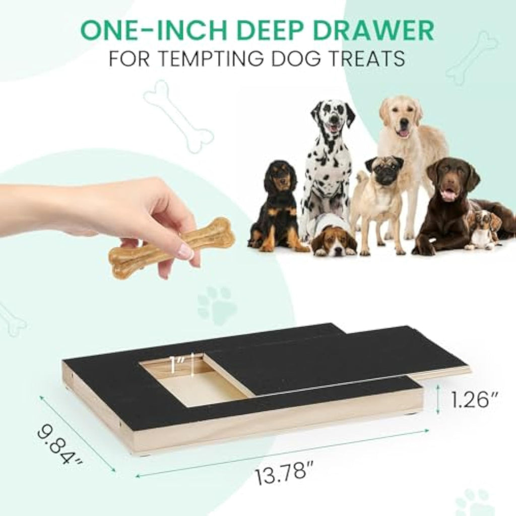 Dog Nail Scratch Board with Treat Box | Interactive Nail Trimming Toy for All Dog Sizes | Durable Wood Design