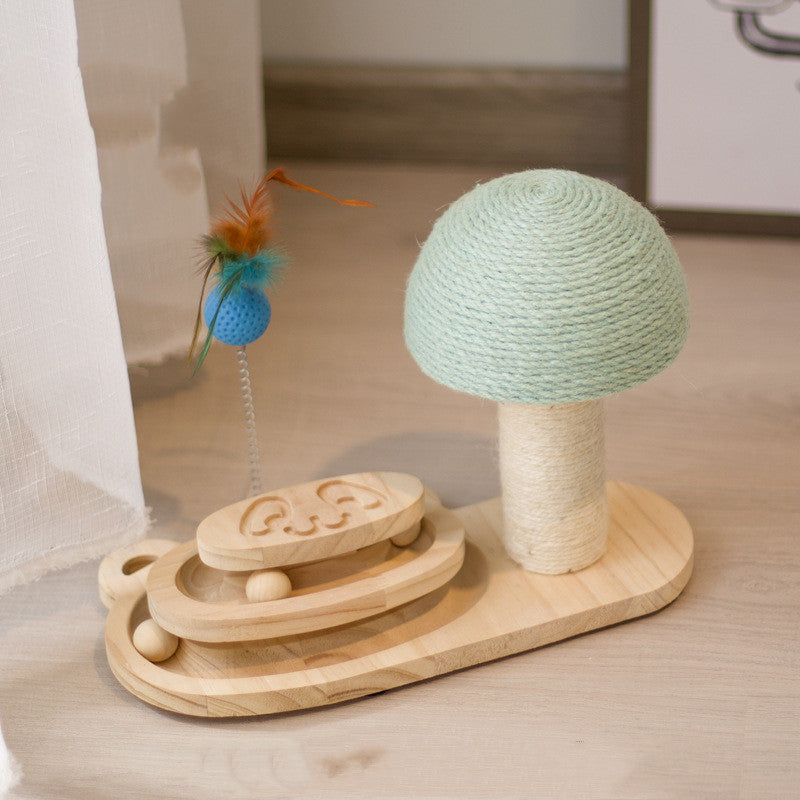 Interactive Cat Scratcher Maze Ball Toy – Wooden Turntable with Mint-Scented Balls