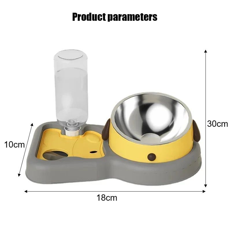 Tilted Comfort Pet Feeder + Bottle Set – Gentle Neck Design for Cats & Dogs