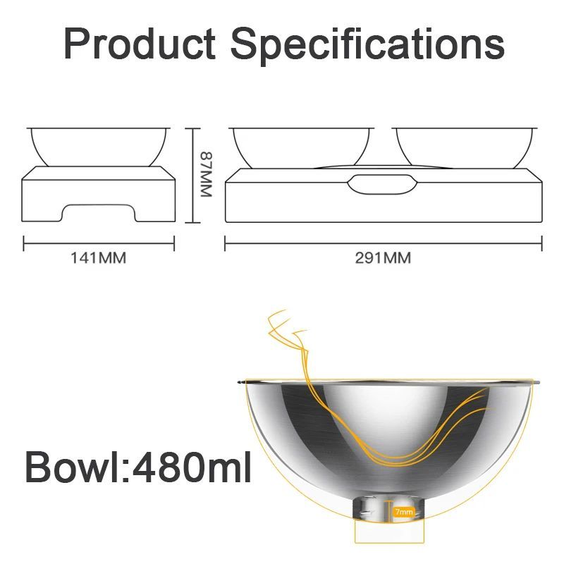 Stainless Steel Double Feeding Bowl with Stand – Easy-Clean Pet Feeder