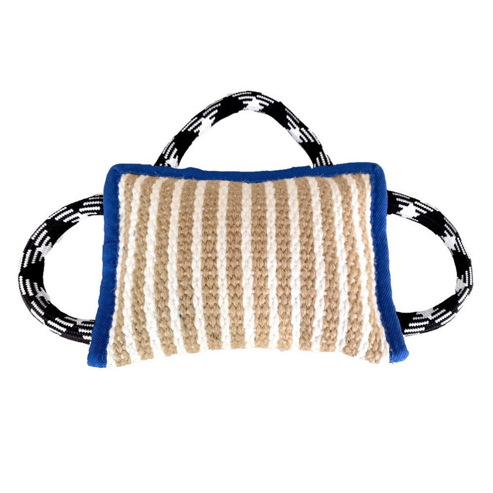 Jute Tug-of-War Pillow Toy – 3-Handle Interactive Pull for Medium & Large Dogs