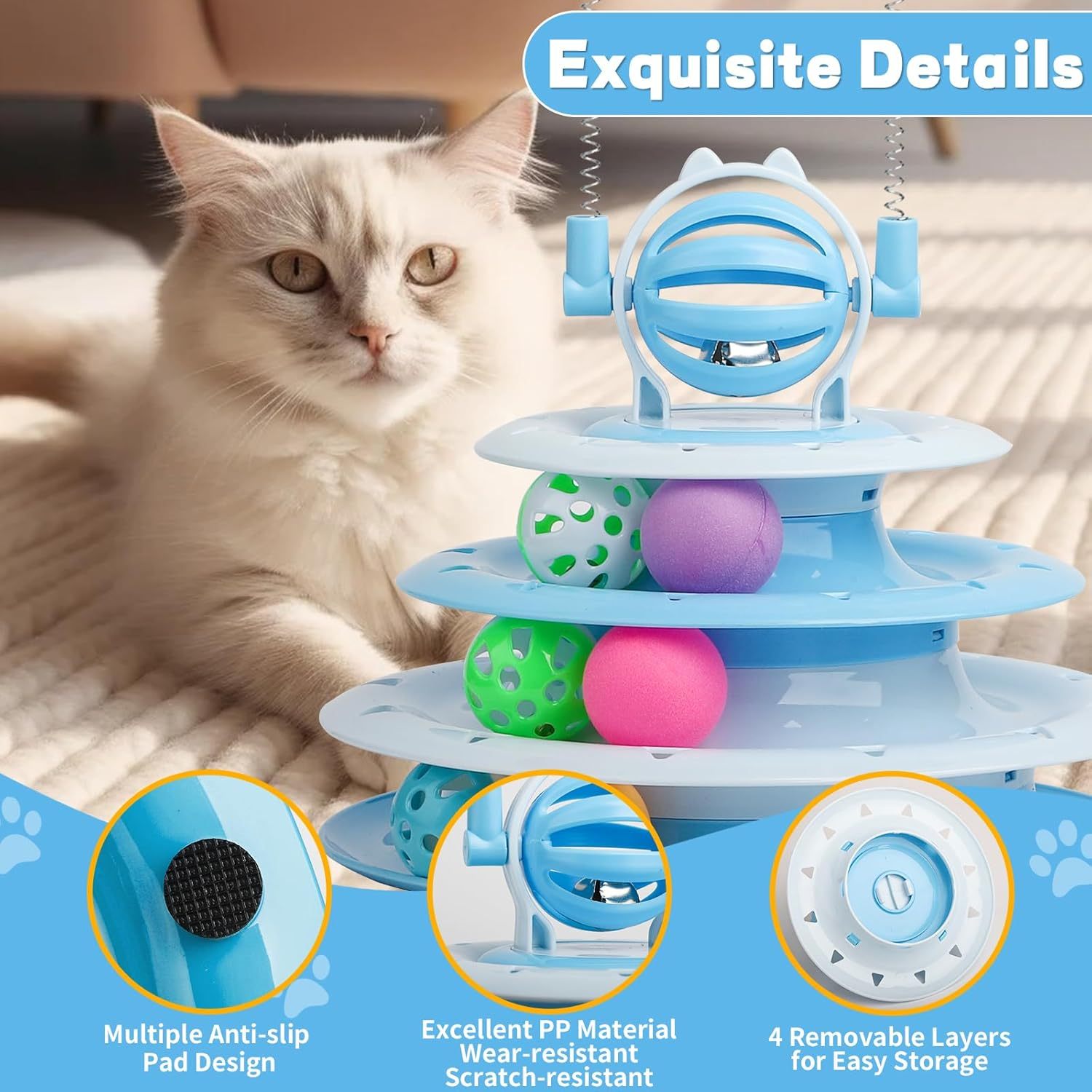 Indoor Cat Toy Bundle – Interactive Puzzle Toy + Rolling Ball