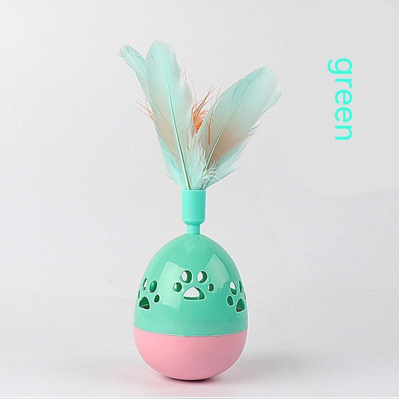 Tumbler Bell Cat Interactive Toy – Feathered Wobble Ball with Bell, 15 cm ABS Plastic