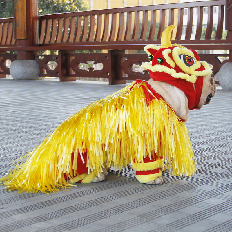 Jizai Little Lion Pet Costume | Chinese Style Lion Dance Outfit for Dogs and Cats
