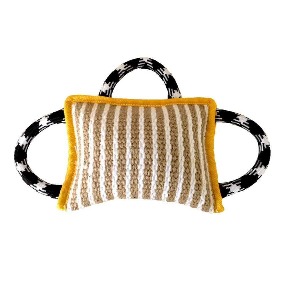 Jute Tug-of-War Pillow Toy – 3-Handle Interactive Pull for Medium & Large Dogs