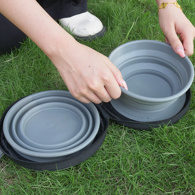 Fold-&-Go Outdoor Pet Bowl Set — Portable Water & Feeding Kit