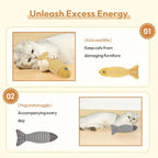 3-Piece Catnip Fish Kicker Toy Set – Crinkle Sound, Soft Linen