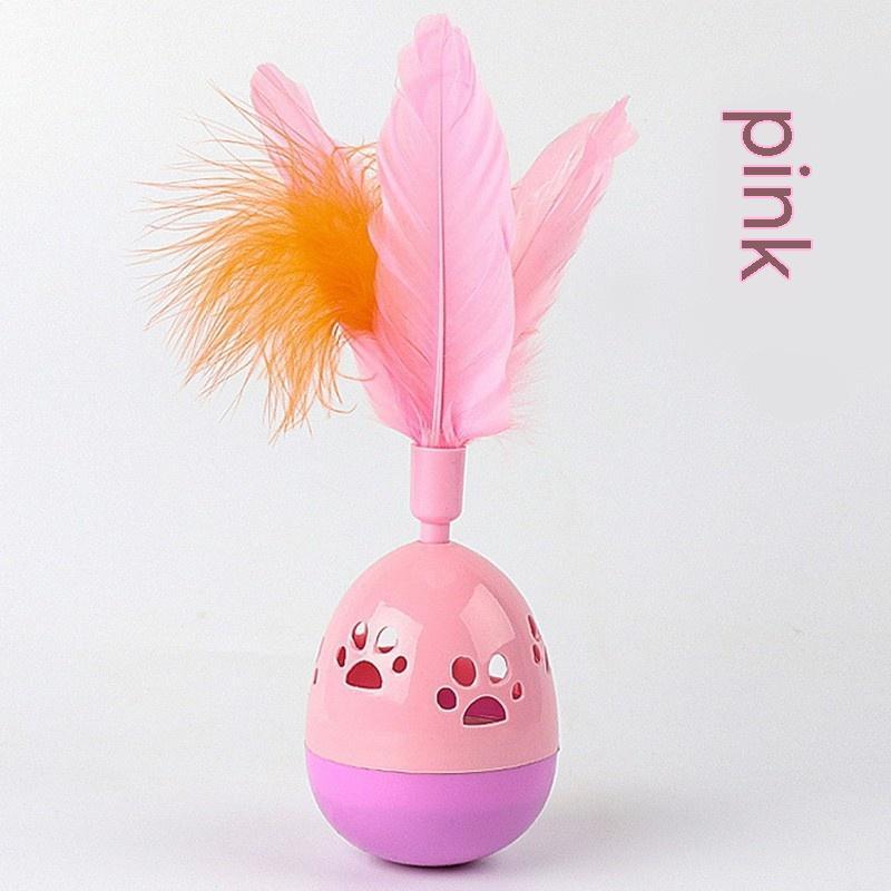 Tumbler Bell Cat Interactive Toy – Feathered Wobble Ball with Bell, 15 cm ABS Plastic